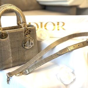 Strap for Small Lady Dior Bag in Metallic Gold-Tone Two-tone Ayers